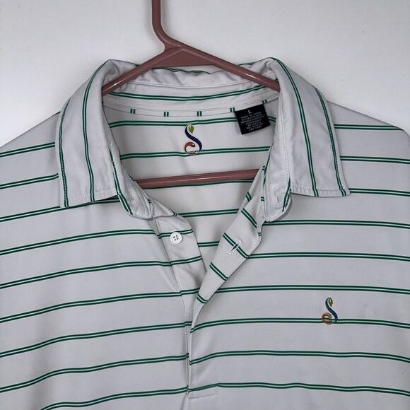 Other - Streamsong Golf Resort Polo Shirt Light Green White Striped Men's Large EUC